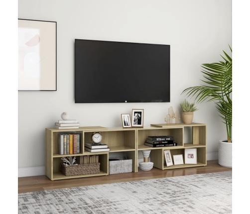 Mueble de TV madera contrachapada roble Sonoma 149x30x52 cm