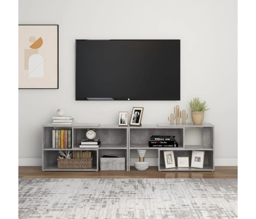 Mueble de TV madera contrachapada gris hormigón 149x30x52 cm