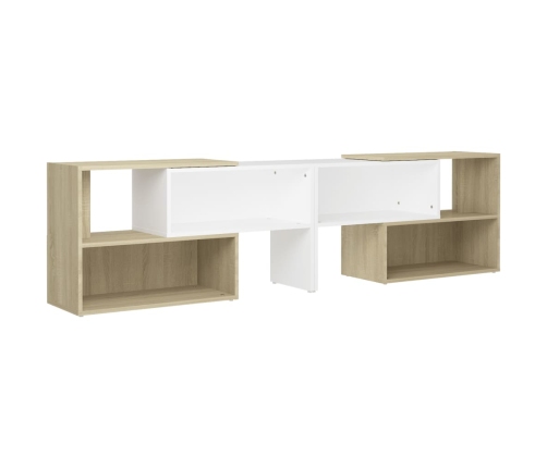 Mueble de TV madera contrachapada blanco y roble 149x30x52 cm