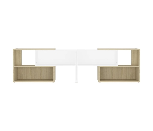 Mueble de TV madera contrachapada blanco y roble 149x30x52 cm