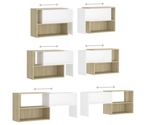 Mueble de TV madera contrachapada blanco y roble 149x30x52 cm