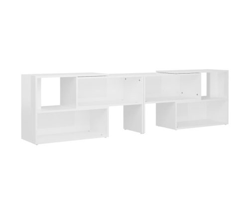 Mueble de TV madera contrachapada blanco brillante 149x30x52 cm