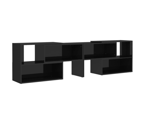 Mueble de TV madera contrachapada negro brillante 149x30x52 cm