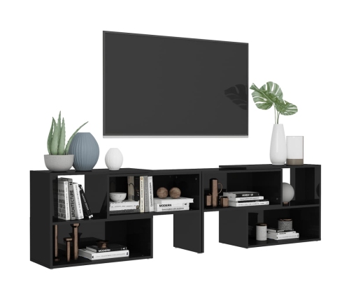 Mueble de TV madera contrachapada negro brillante 149x30x52 cm