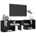 Mueble de TV madera contrachapada negro brillante 149x30x52 cm