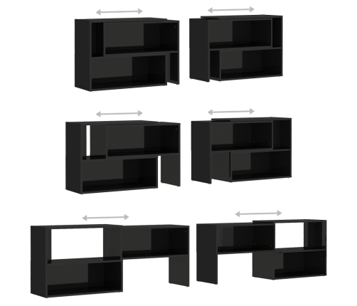 Mueble de TV madera contrachapada negro brillante 149x30x52 cm