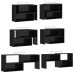 Mueble de TV madera contrachapada negro brillante 149x30x52 cm