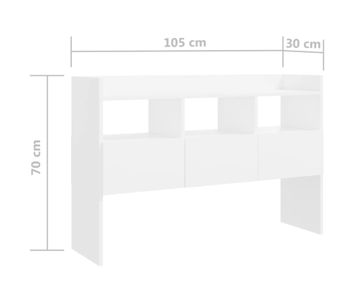 Aparador de madera contrachapada blanco 105x30x70 cm