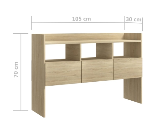 Aparador de madera contrachapada roble Sonoma 105x30x70 cm