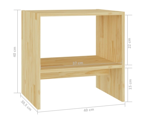 Mesita de noche madera maciza de pino 40x30,5x40 cm