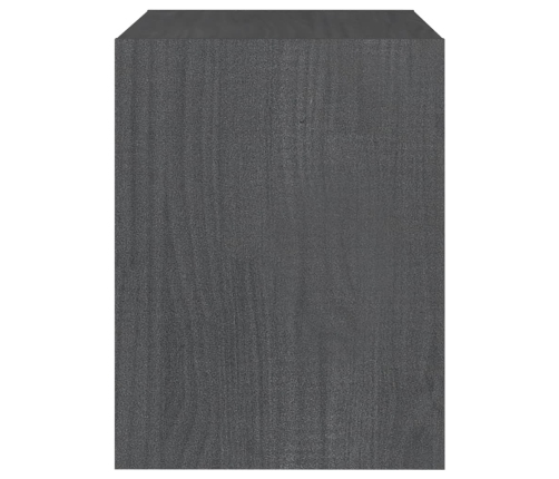 Mesita de noche madera maciza de mango gris 40x30,5x40 cm