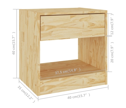 Mesitas de noche 2 uds madera maciza de pino 40x31x40 cm