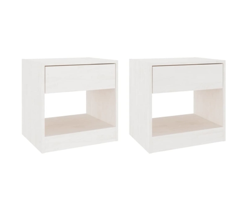 Mesitas de noche 2 uds madera maciza de pino blanca 40x31x40 cm