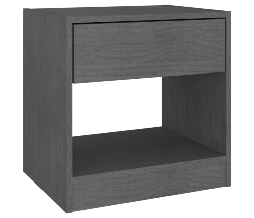 Mesita de noche madera maciza de pino gris 40x31x40 cm