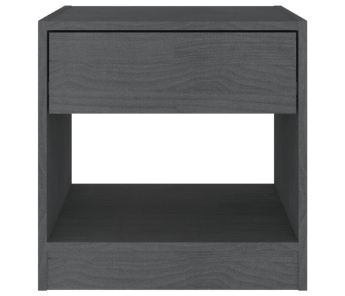 Mesita de noche madera maciza de pino gris 40x31x40 cm