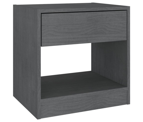 Mesitas de noche 2 uds madera maciza de pino gris 40x31x40 cm