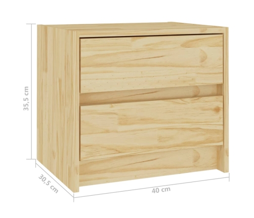 Mesita de noche madera maciza de pino 40x30,5x35,5 cm