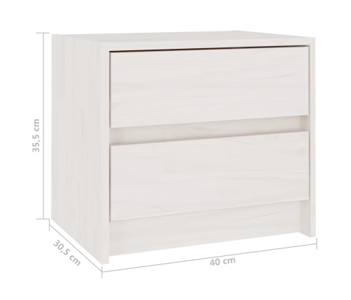 vidaXL Mesita de noche madera maciza de pino blanca 40x30,5x35,5 cm