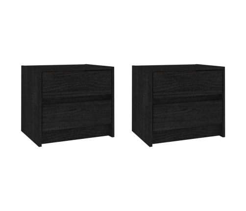 Mesitas de noche 2 uds madera maciza pino negro 40x30,5x35,5 cm