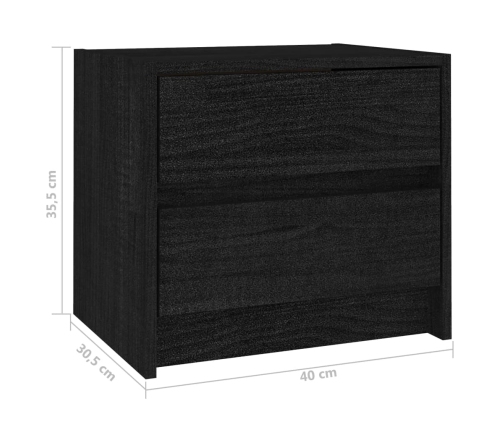 Mesitas de noche 2 uds madera maciza pino negro 40x30,5x35,5 cm