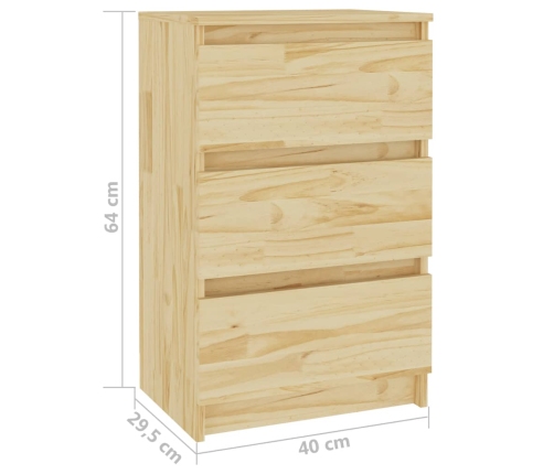 vidaXL Mesita de noche madera maciza de pino 40x29,5x64 cm