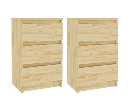 Mesitas de noche 2 uds madera maciza de pino 40x29,5x64 cm