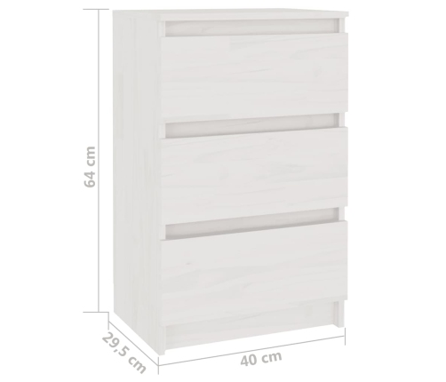 Mesitas de noche 2 uds madera maciza pino blanco 40x29,5x64 cm