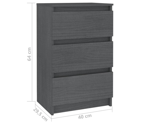 vidaXL Mesitas de noche 2 uds madera maciza de pino gris 40x29,5x64 cm