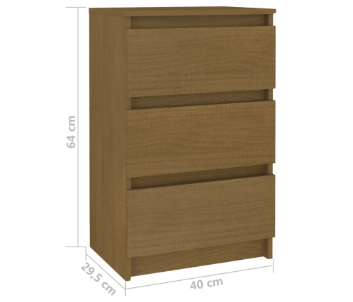 Mesita de noche madera maciza de pino marrón miel 40x29,5x64 cm