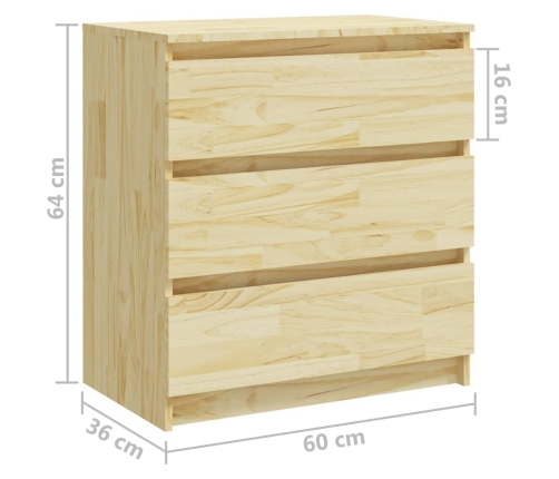 Mesita de noche madera maciza de pino 60x36x64 cm