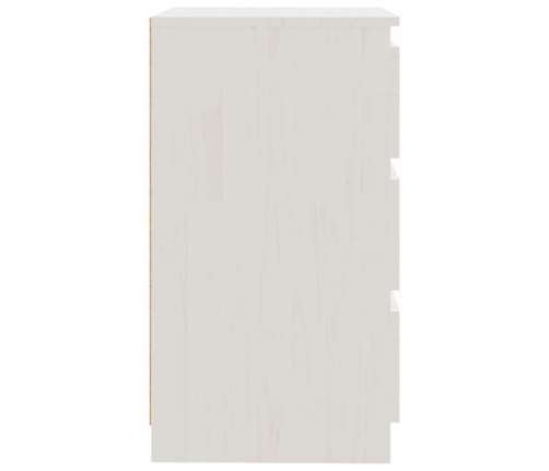 Mesita de noche madera maciza de mango blanco 60x36x64 cm