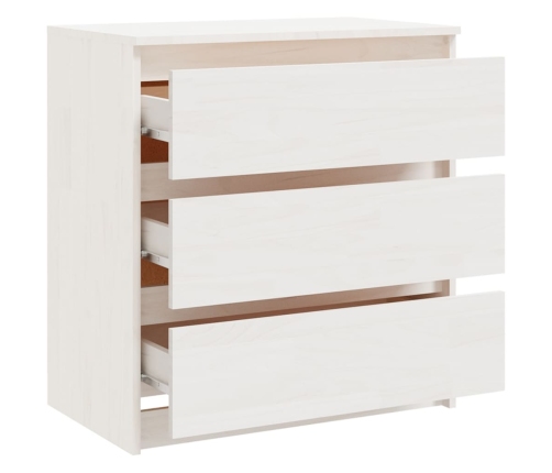 Mesita de noche madera maciza de mango blanco 60x36x64 cm