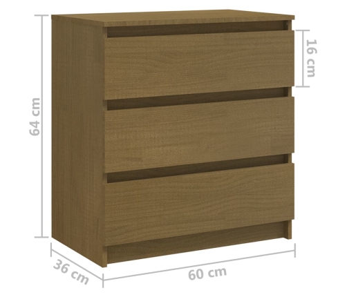 Mesita de noche madera maciza de mango marrón miel 60x36x64 cm