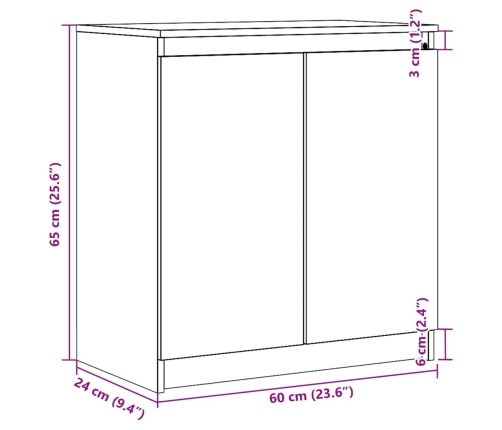 Armario auxiliar de madera maciza de pino 60x36x65 cm