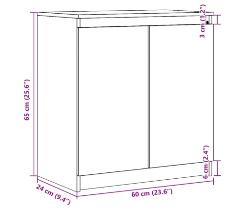 Armario auxiliar madera maciza de pino blanco 60x36x65 cm