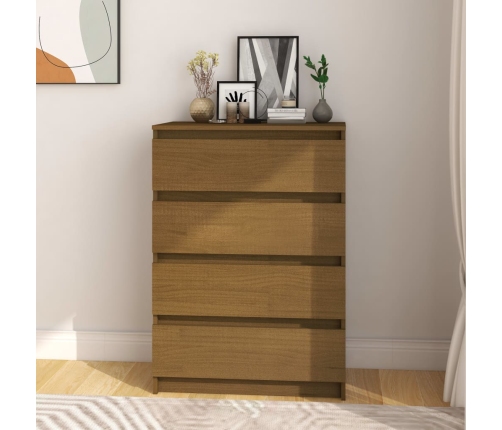 Armario auxiliar madera maciza de mango marrón miel 60x36x84 cm