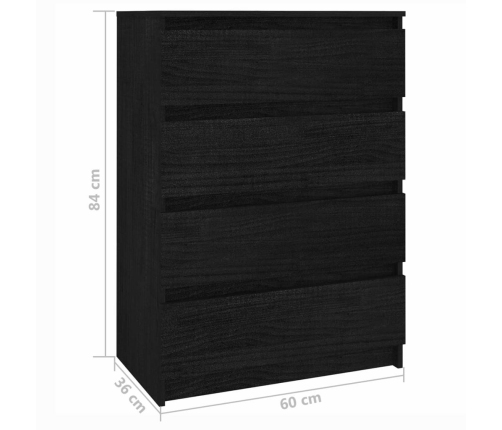 Armario auxiliar madera maciza de pino negro 60x36x84 cm