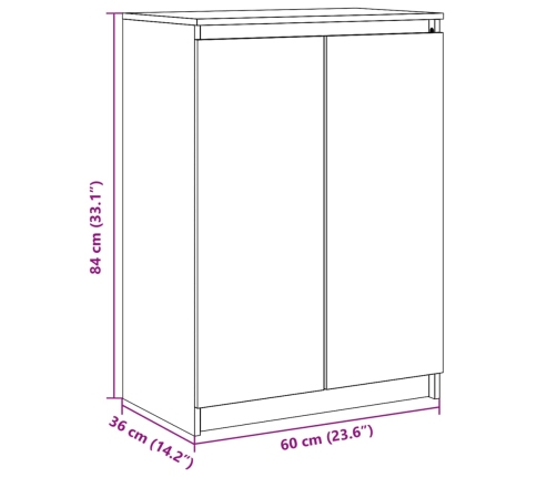 Aparador madera maciza de pino 60x36x84 cm