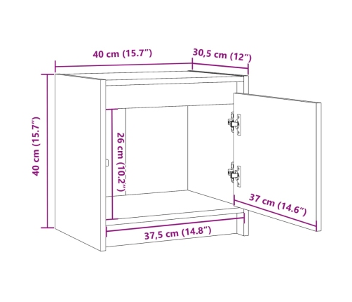 Mesita de noche madera maciza de pino 40x30,5x40 cm