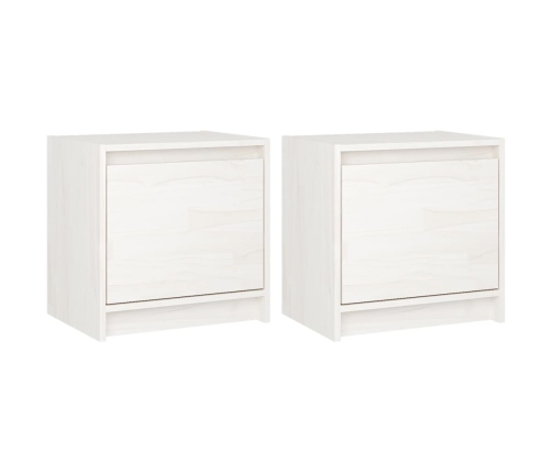 Mesitas de noche 2 uds madera maciza pino blanco 40x30,5x40 cm