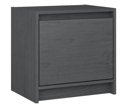 Mesita de noche madera maciza de mango gris 40x30,5x40 cm