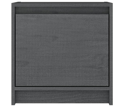 Mesita de noche madera maciza de mango gris 40x30,5x40 cm