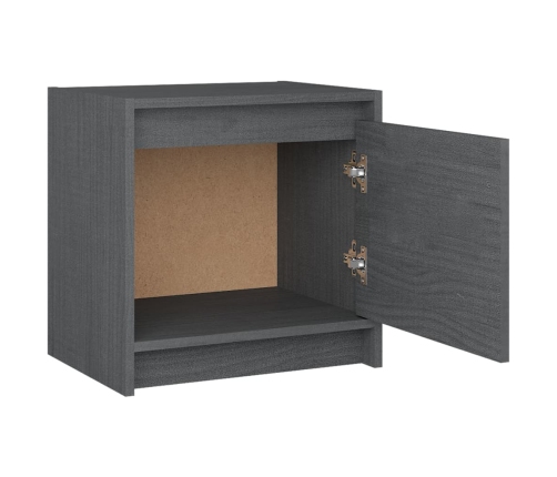 Mesitas de noche 2 uds madera maciza pino gris 40x30,5x40 cm