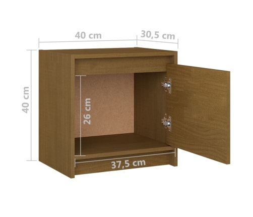 vidaXL Mesita de noche madera maciza de mango marrón miel 40x30,5x40cm