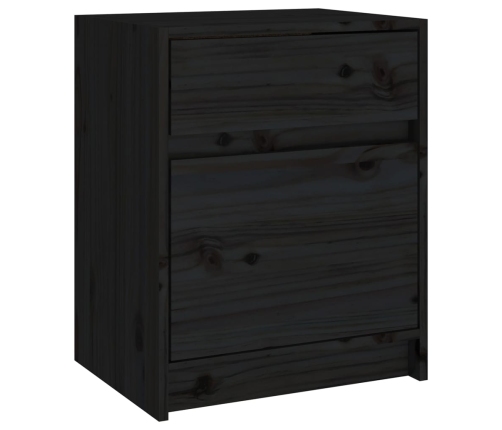 Mesita de noche madera maciza de pino negro 40x31x50 cm