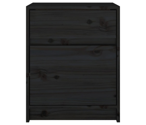 Mesita de noche madera maciza de pino negro 40x31x50 cm