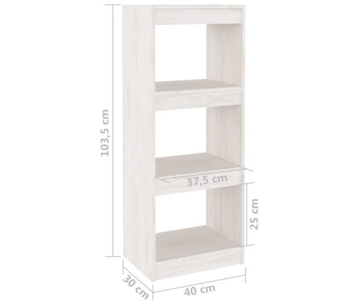 Estantería/divisor espacios madera pino blanco 40x30x103,5 cm