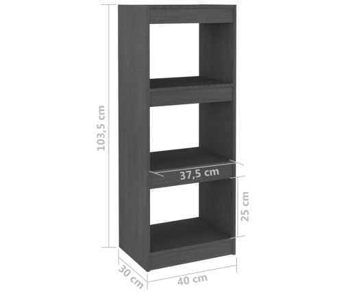 Estantería/divisor de espacios madera de pino gris 40x30x103,5 cm