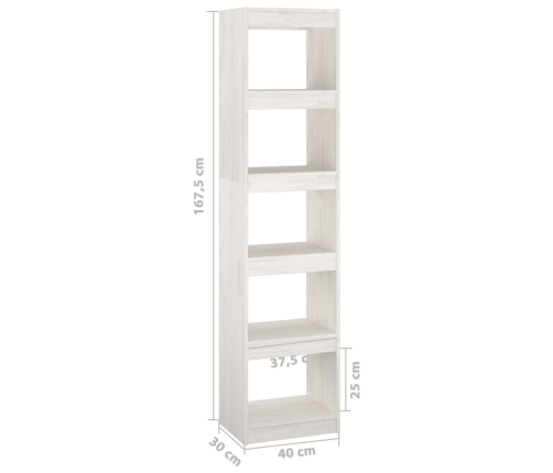 Estantería/divisor de espacios pino blanco 40x30x167,5 cm