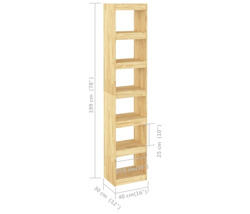 Estantería/divisor de espacios madera maciza pino 40x30x199 cm